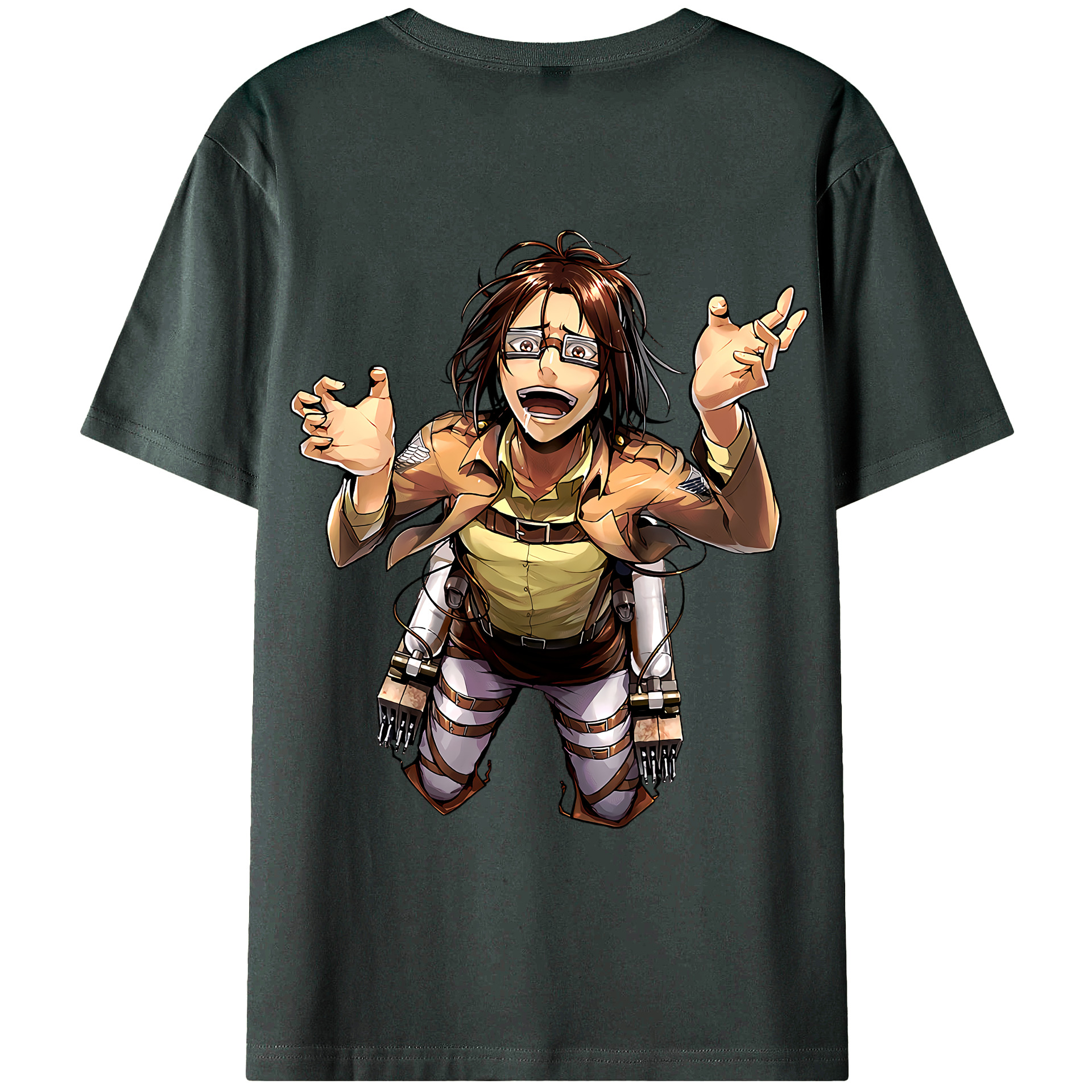 （画像用） 進撃の巨人 ハンジ·ゾエ Attack on Titan Hanji Zoe 綿100％ メンズ半袖Tシャツ（バックプリント） 通気性